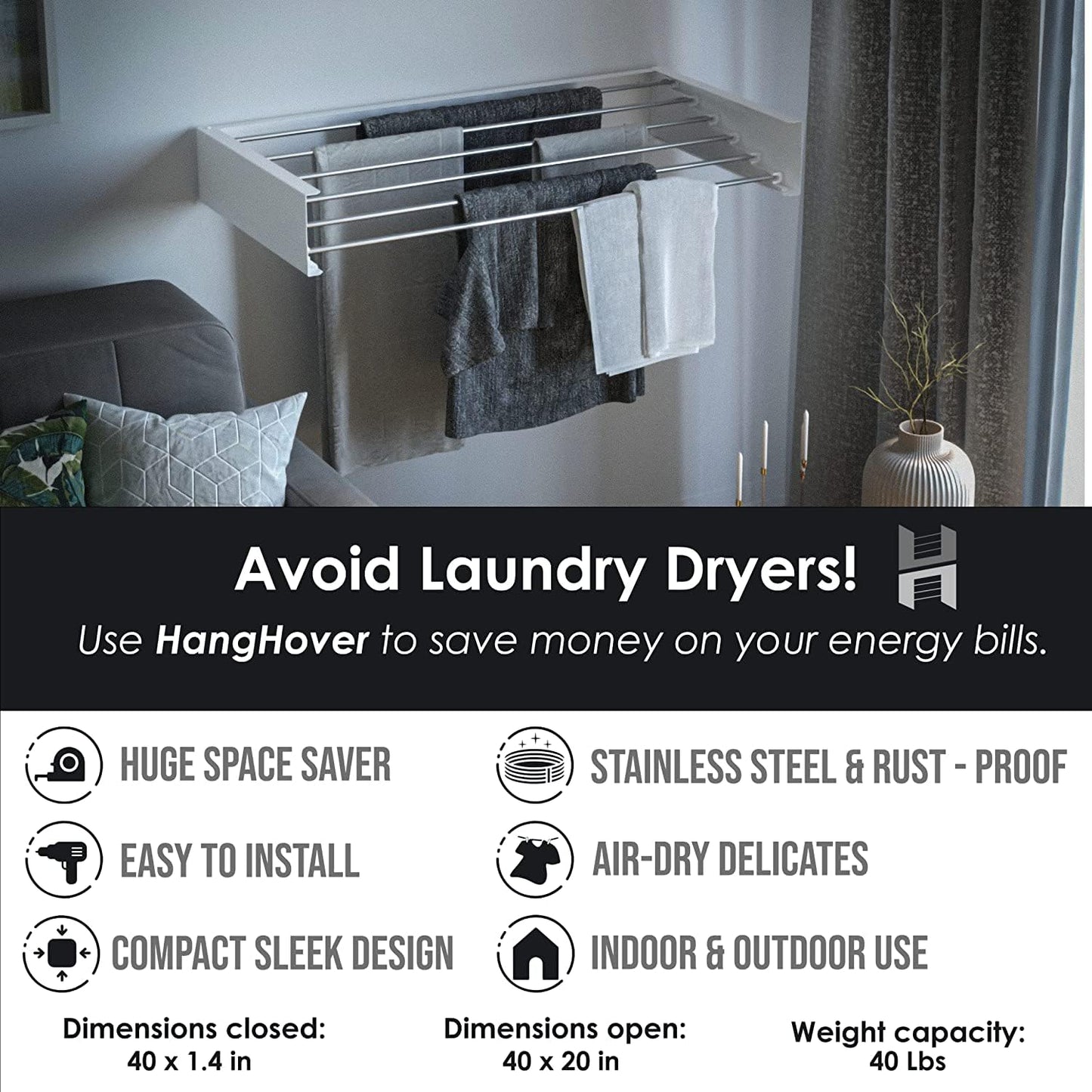 Wall Mounted Foldable Laundry Drying Rack